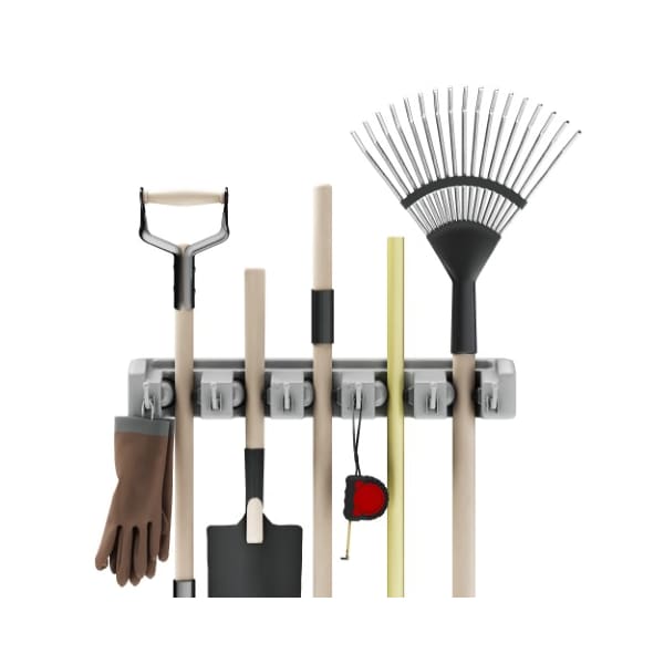 Fleming Supply Shovel, Rake and Tool Holder with Hooks, Wall Mounted Organizer for Home, and Garden Tools 282590UFH - main